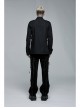 Black Punk Asymmetric Hem Personality Metal Buckle Decorative Soft Long Sleeve Male Shirt