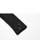 Black Punk Asymmetric Hem Personality Metal Buckle Decorative Soft Long Sleeve Male Shirt