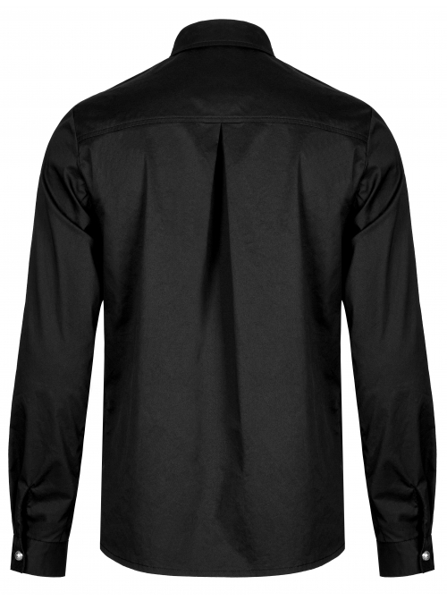 Delicate Decals Placket Pleated Ruffle Simple Black Long Sleeve Gothic Male Shirt