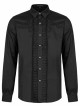 Delicate Decals Placket Pleated Ruffle Simple Black Long Sleeve Gothic Male Shirt