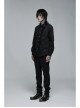 Delicate Decals Placket Pleated Ruffle Simple Black Long Sleeve Gothic Male Shirt