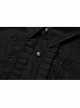 Delicate Decals Placket Pleated Ruffle Simple Black Long Sleeve Gothic Male Shirt