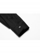 Delicate Decals Placket Pleated Ruffle Simple Black Long Sleeve Gothic Male Shirt