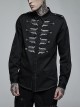 Punk Personality Skeleton Skeleton Shape Pattern Embroidery Cotton No Elasticity Twill Black Long Sleeve Male Shirt