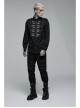 Punk Personality Skeleton Skeleton Shape Pattern Embroidery Cotton No Elasticity Twill Black Long Sleeve Male Shirt
