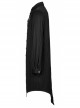 Gothic Dark Strip Groove Woven Fabric Personality Asymmetric Hem Medium Length Male Black Shirt