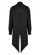 Gothic Dark Strip Groove Woven Fabric Personality Asymmetric Hem Medium Length Male Black Shirt
