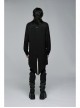Gothic Dark Strip Groove Woven Fabric Personality Asymmetric Hem Medium Length Male Black Shirt