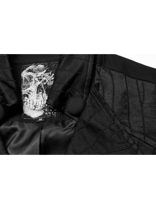 Gothic Noble Jacquard Embroidery Pleated Ruffle Delicate Buttons Decoration Black Vest