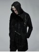 Decadent Knitted Holes Mesh Design Metal Zipper Buttonhole Decoration Metal Large Pins Male Gothic Coat