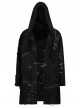 Decadent Knitted Holes Mesh Design Metal Zipper Buttonhole Decoration Metal Large Pins Male Gothic Coat