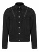 Punk Washed Aged Texture Rough Grain Splicing Mesh Metal Buttonholes Zipper Trim Long Sleeve Male Coat