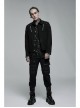 Punk Washed Aged Texture Rough Grain Splicing Mesh Metal Buttonholes Zipper Trim Long Sleeve Male Coat