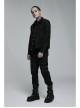 Punk Washed Aged Texture Rough Grain Splicing Mesh Metal Buttonholes Zipper Trim Long Sleeve Male Coat