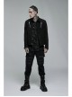 Punk Washed Aged Texture Rough Grain Splicing Mesh Metal Buttonholes Zipper Trim Long Sleeve Male Coat