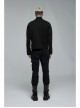 Punk Washed Aged Texture Rough Grain Splicing Mesh Metal Buttonholes Zipper Trim Long Sleeve Male Coat