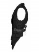 Personality Asymmetrical Decadence Hairy Flu Back Cutout Design Leather Strip Metal Rivets Gothic Male Vest