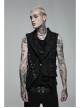 Personality Asymmetrical Decadence Hairy Flu Back Cutout Design Leather Strip Metal Rivets Gothic Male Vest