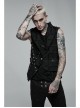 Personality Asymmetrical Decadence Hairy Flu Back Cutout Design Leather Strip Metal Rivets Gothic Male Vest