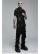 Personality Asymmetrical Decadence Hairy Flu Back Cutout Design Leather Strip Metal Rivets Gothic Male Vest
