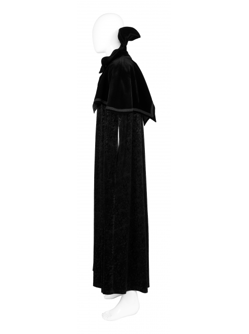 Mysterious Dark Short Pile Jacquard Fabric Adjustable Wire Collar Bat-Shaped Hem Imitation Ruby Necklace Gothic Cloak