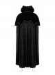 Mysterious Dark Short Pile Jacquard Fabric Adjustable Wire Collar Bat-Shaped Hem Imitation Ruby Necklace Gothic Cloak