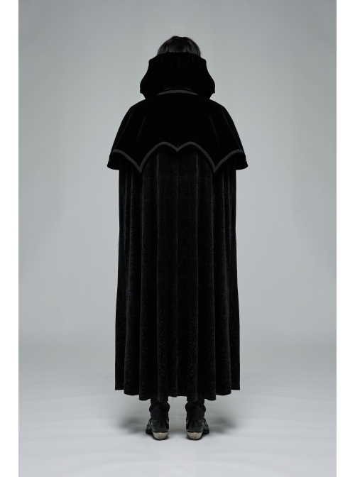 Mysterious Dark Short Pile Jacquard Fabric Adjustable Wire Collar Bat-Shaped Hem Imitation Ruby Necklace Gothic Cloak