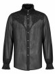 Soft And Comfortable Chiffon Fabric Delicate Decals Neckline Pleats Ruffle Trim Gothic Black Male Shirt