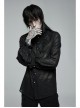Soft And Comfortable Chiffon Fabric Delicate Decals Neckline Pleats Ruffle Trim Gothic Black Male Shirt