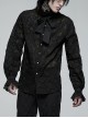 Gothic Abstract Dark Mesh Texture Fabric Lace Pleated Ruffle Tie Design Long Sleeve Shirt