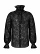 Gothic Abstract Dark Mesh Texture Fabric Lace Pleated Ruffle Tie Design Long Sleeve Shirt