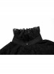 Gothic Abstract Dark Mesh Texture Fabric Lace Pleated Ruffle Tie Design Long Sleeve Shirt