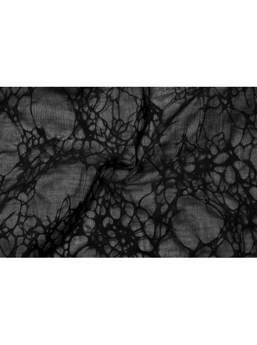 Gothic Abstract Dark Mesh Texture Fabric Lace Pleated Ruffle Tie Design Long Sleeve Shirt
