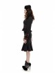 Punk Stand Collar Cross-Tie Neckline Design Hem Pleated Lotus Leaf Sexy Cropped Military Long Sleeve Shirt