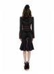 Punk Stand Collar Cross-Tie Neckline Design Hem Pleated Lotus Leaf Sexy Cropped Military Long Sleeve Shirt