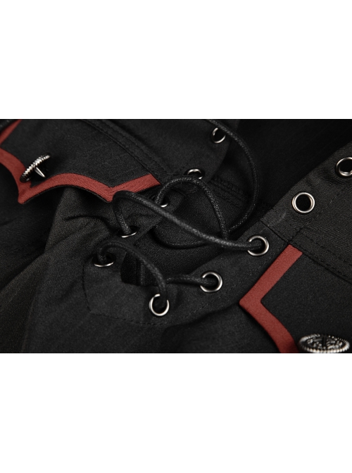 Punk Stand Collar Cross-Tie Neckline Design Hem Pleated Lotus Leaf Sexy Cropped Military Long Sleeve Shirt