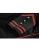 Punk Stand Collar Cross-Tie Neckline Design Hem Pleated Lotus Leaf Sexy Cropped Military Long Sleeve Shirt
