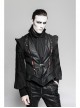 Gothic Pattern Leather Inlaid Red Fabric Metal Button Decoration Ruffled Hem Luxury Male Sleeveless Vest