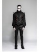 Gothic Pattern Leather Inlaid Red Fabric Metal Button Decoration Ruffled Hem Luxury Male Sleeveless Vest