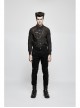 Punk Woven Black And White Stripes Leather Buckle Design  Metal Chain Decoration Long Sleeve Male Shirt