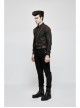 Punk Woven Black And White Stripes Leather Buckle Design  Metal Chain Decoration Long Sleeve Male Shirt