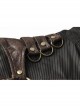 Punk Woven Black And White Stripes Leather Buckle Design  Metal Chain Decoration Long Sleeve Male Shirt
