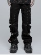 Punk Detachable Micro-Elasticity Loose Personality Metal Zipper Eyelet Trim Black Male Trousers