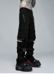 Punk Detachable Micro-Elasticity Loose Personality Metal Zipper Eyelet Trim Black Male Trousers