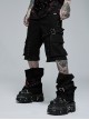 Punk Detachable Micro-Elasticity Loose Personality Metal Zipper Eyelet Trim Black Male Trousers