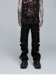 Punk Detachable Micro-Elasticity Loose Personality Metal Zipper Eyelet Trim Black Male Trousers
