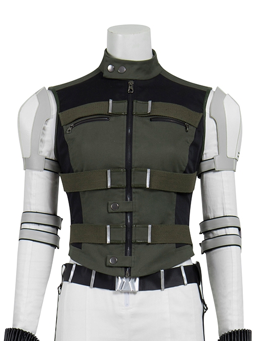 Black Widow Yelena Belova White Bodysuit Set Halloween Cosplay Costume Army Green Vest