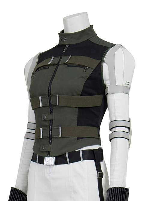 Black Widow Yelena Belova White Bodysuit Set Halloween Cosplay Costume Army Green Vest