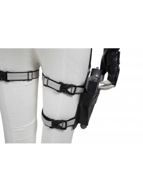 Black Widow Yelena Belova White Bodysuit Set Halloween Cosplay Accessories Black Waist Belt And Holsters