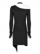 Punk Irregularity Tight Sexy Asymmetric Hem Off The Shoulder Long Sleeve Dress